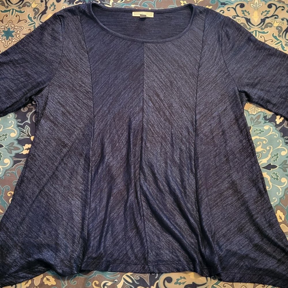 Like NEW! Women's Scoop Neck Blue & Black Tunic Blouse (Size XL)